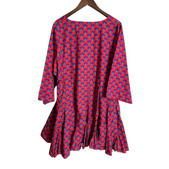 Rhode Ryan Dress in Red Retro Rainbow Print Mini Womans XL - Picture 2 of 11